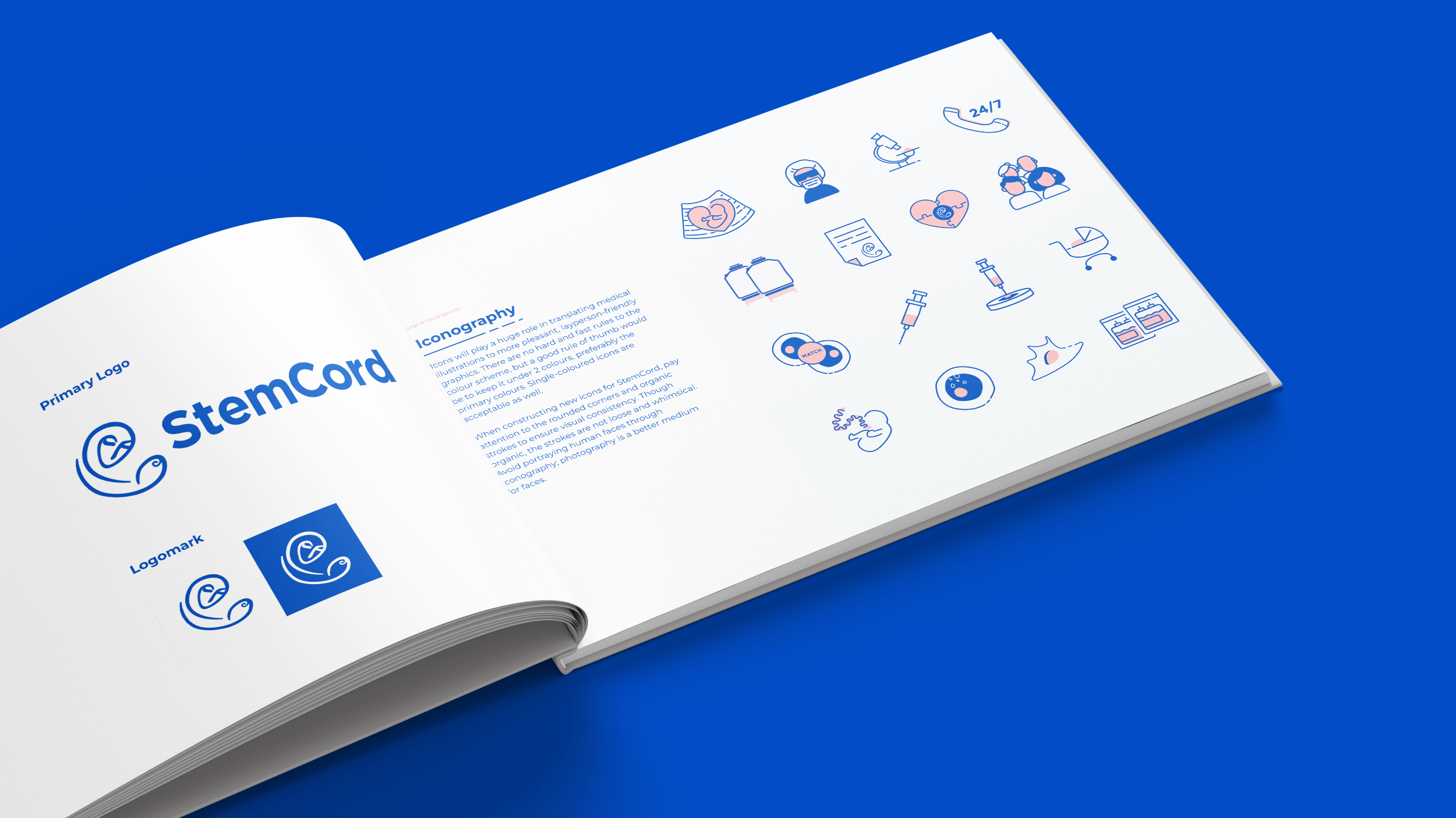 StemCord brand guideline book mockup