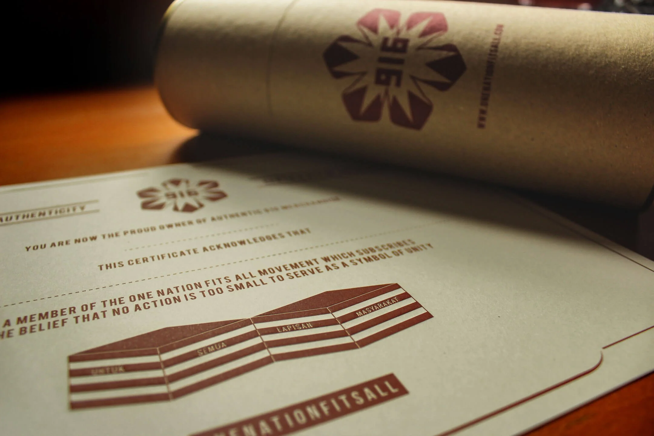 916 Apparel Certificate of Authenticity displayed alongside products
