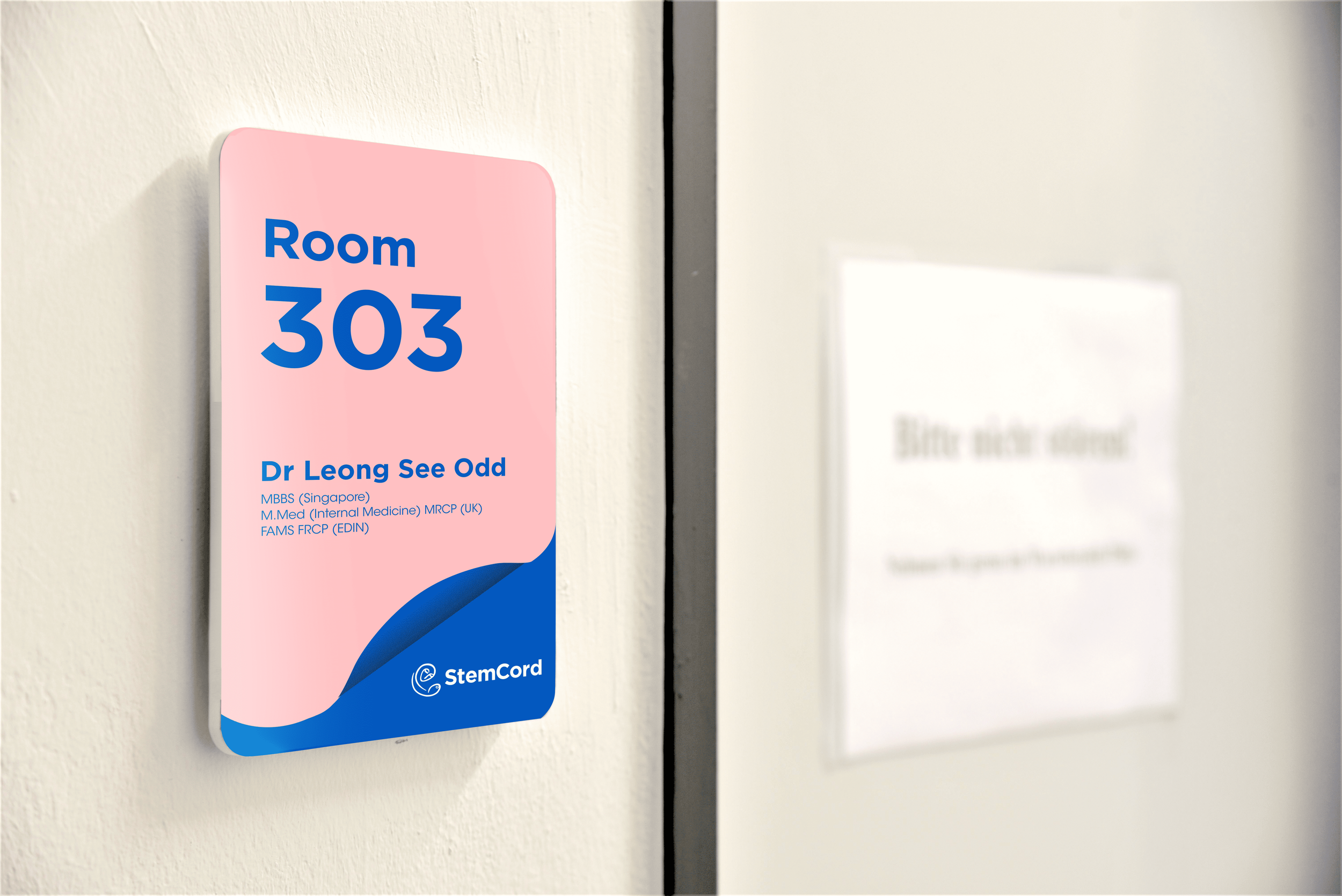 StemCord branded door signage