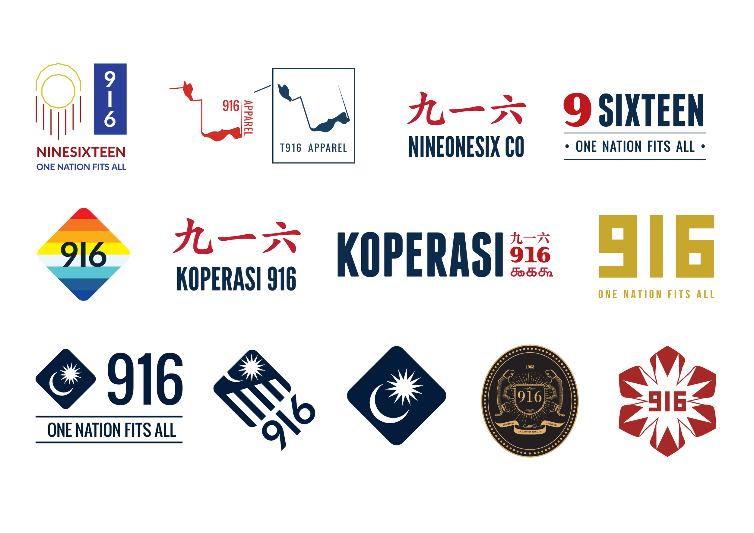 916 Apparel logo design options