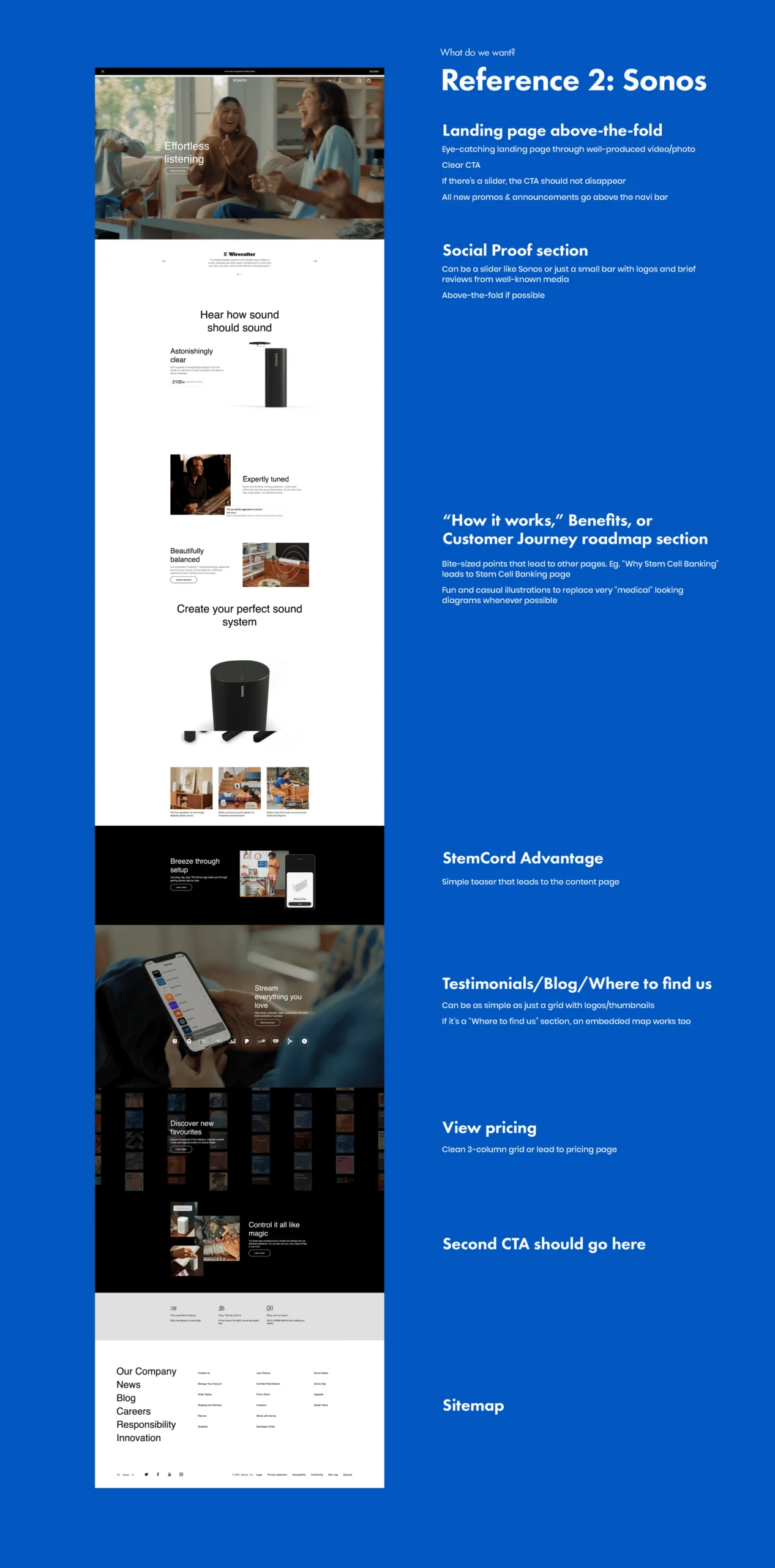 StemCord website look-and-feel — mobile view