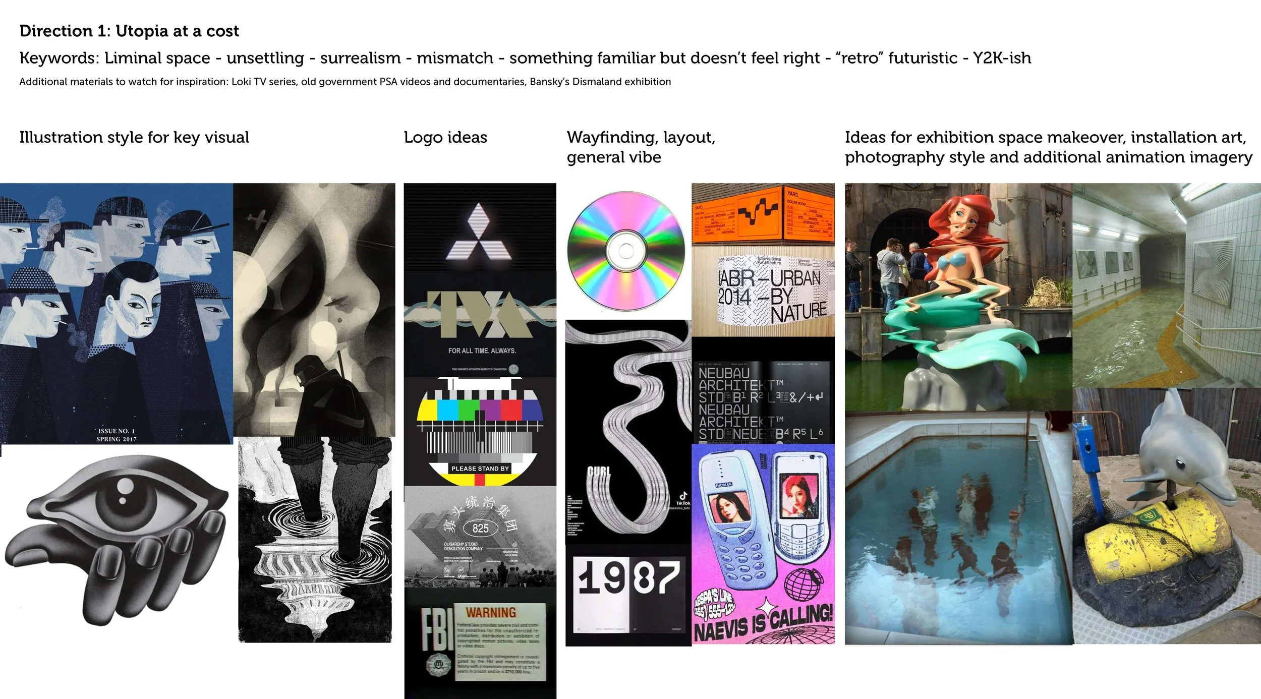 Peering Into Our Future moodboard showcasing the overall messaging and art direction