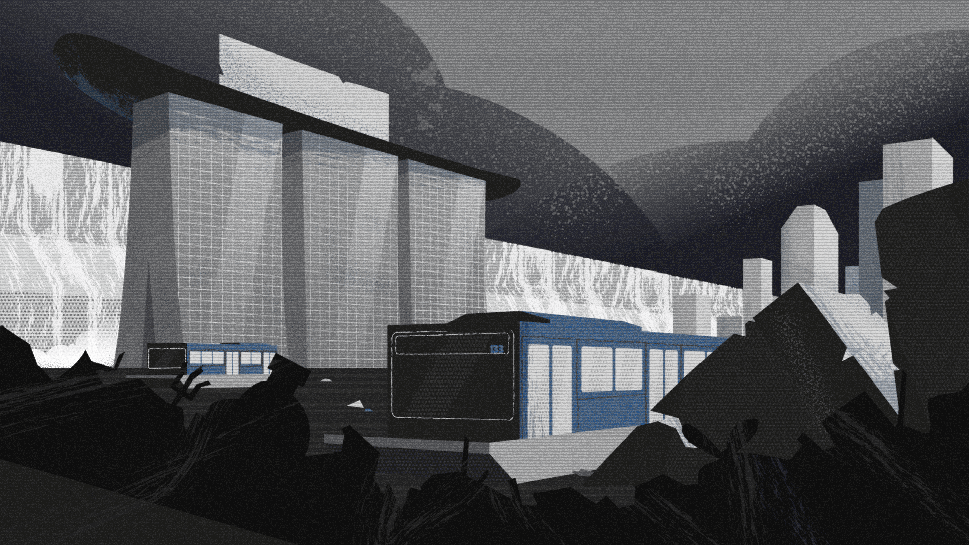 Peering Into Our Future — illustrated landing visual showing futuristic Singapore skyline