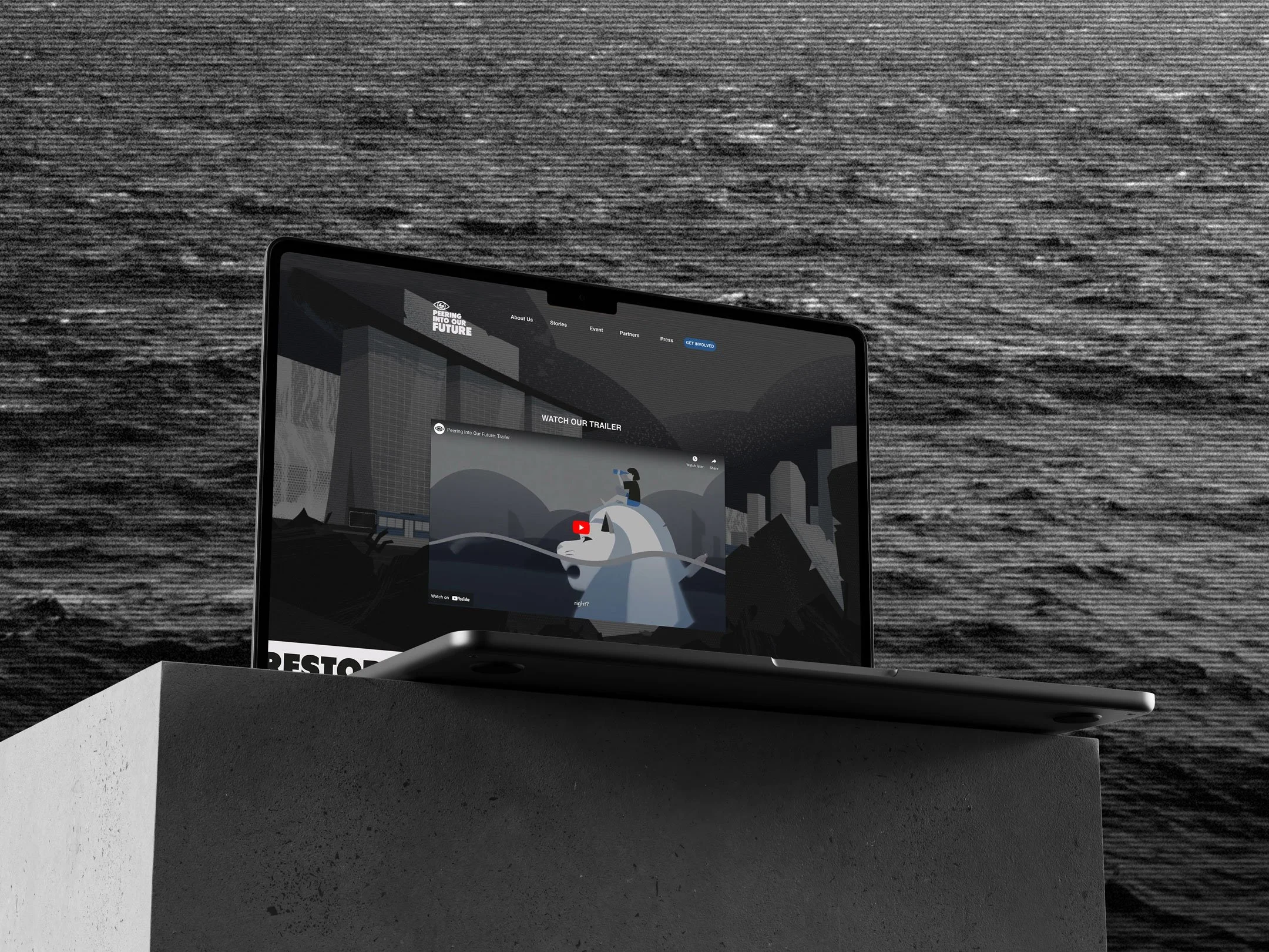 Peering Into Our Future microsite displayed on a laptop